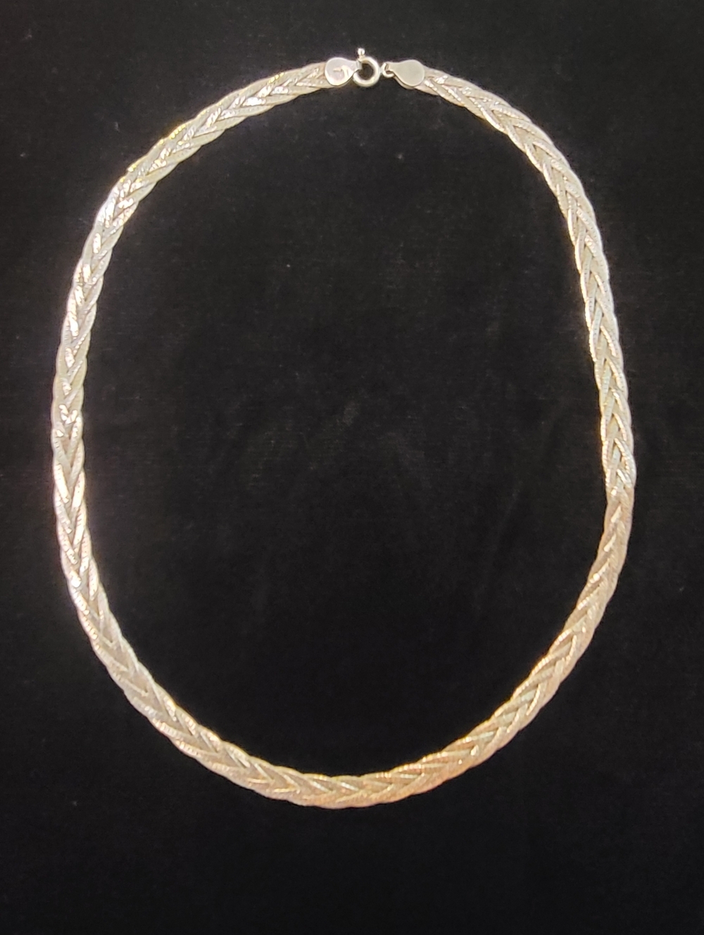 Sterling Silver Braided Herringbone Necklace 18"